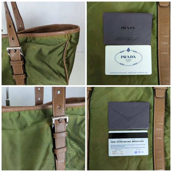 Authentic Prada Nylon Classic Handbag Olive Green Made In Italy - Picture 15 of 15